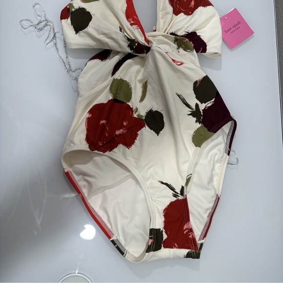 NWT $148 Kate Spade [ Small ] Floral Knotted Halter Twist One‎ Piece Swimsuit - Picture 4 of 13